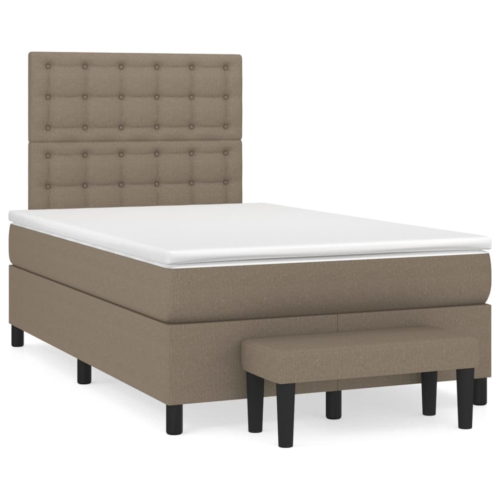 vidaXL Cama com molas/colchão 120x200 cm tecido castanho-acinzentado