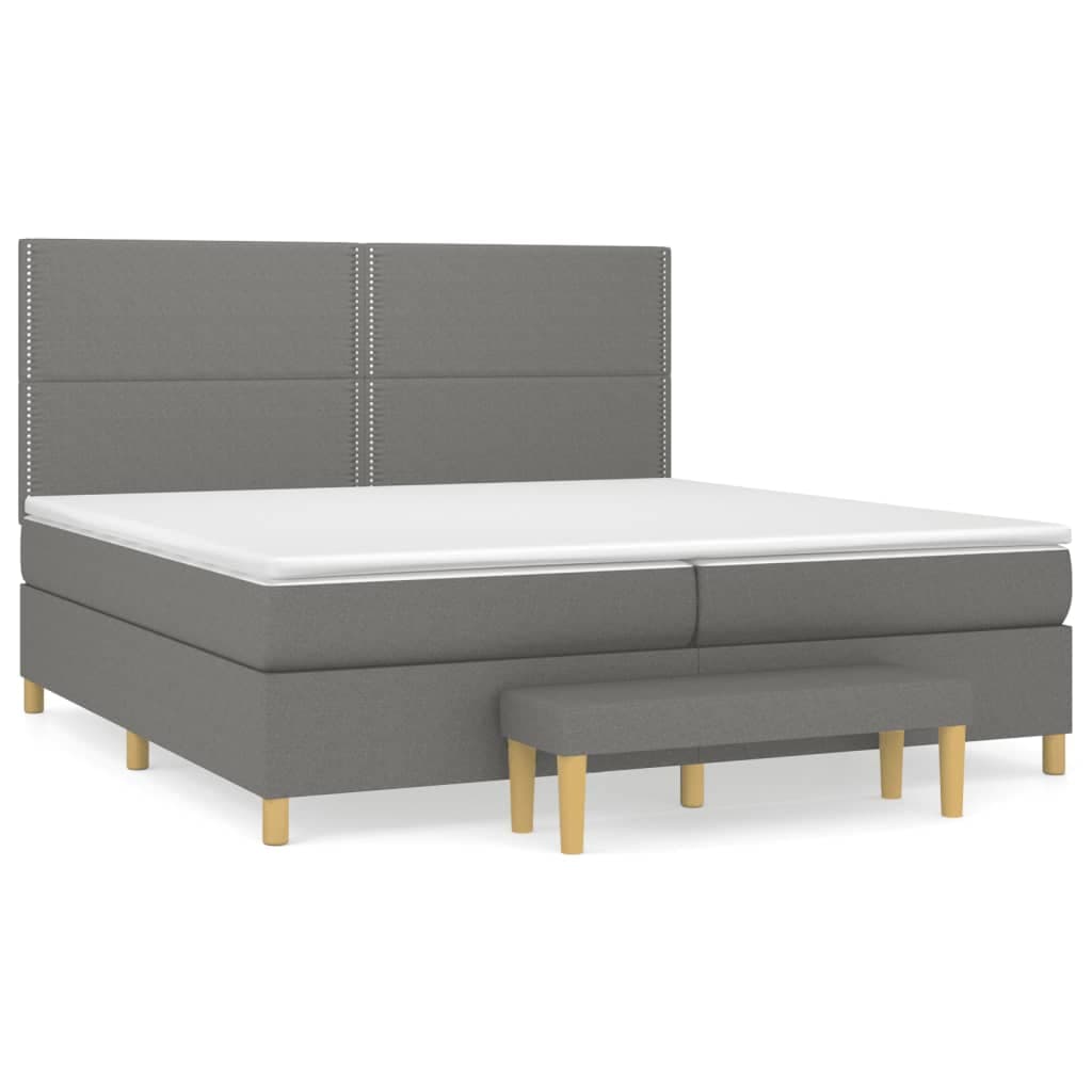 vidaXL Cama com molas/colchão 200x200 cm tecido cinzento-escuro