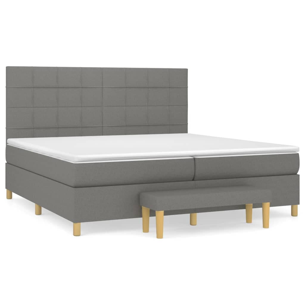 Cama com Molas/colchão 200x200 cm Tecido Cinzento-escuro - 3137182