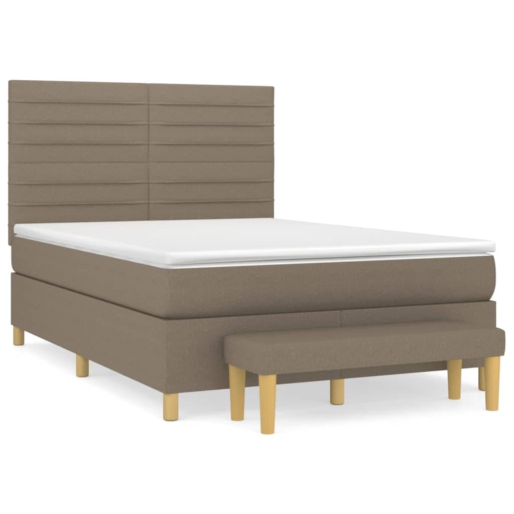 vidaXL Cama com molas/colchão 140x190 cm tecido castanho-acinzentado