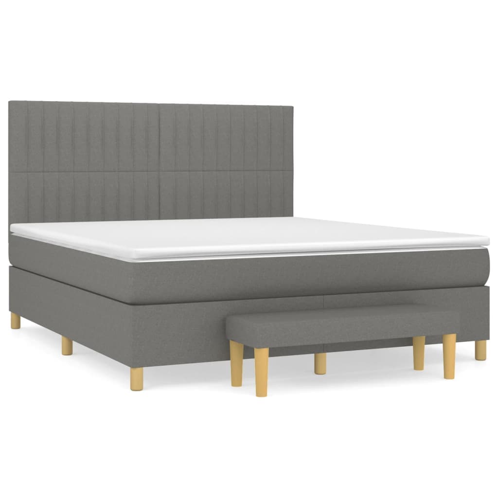 vidaXL Cama com molas/colchão 180x200 cm tecido cinzento-escuro