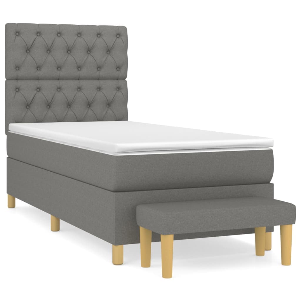 vidaXL Cama com Molas/colchão 80x200 cm Tecido Cinzento-escuro - 1031621962
