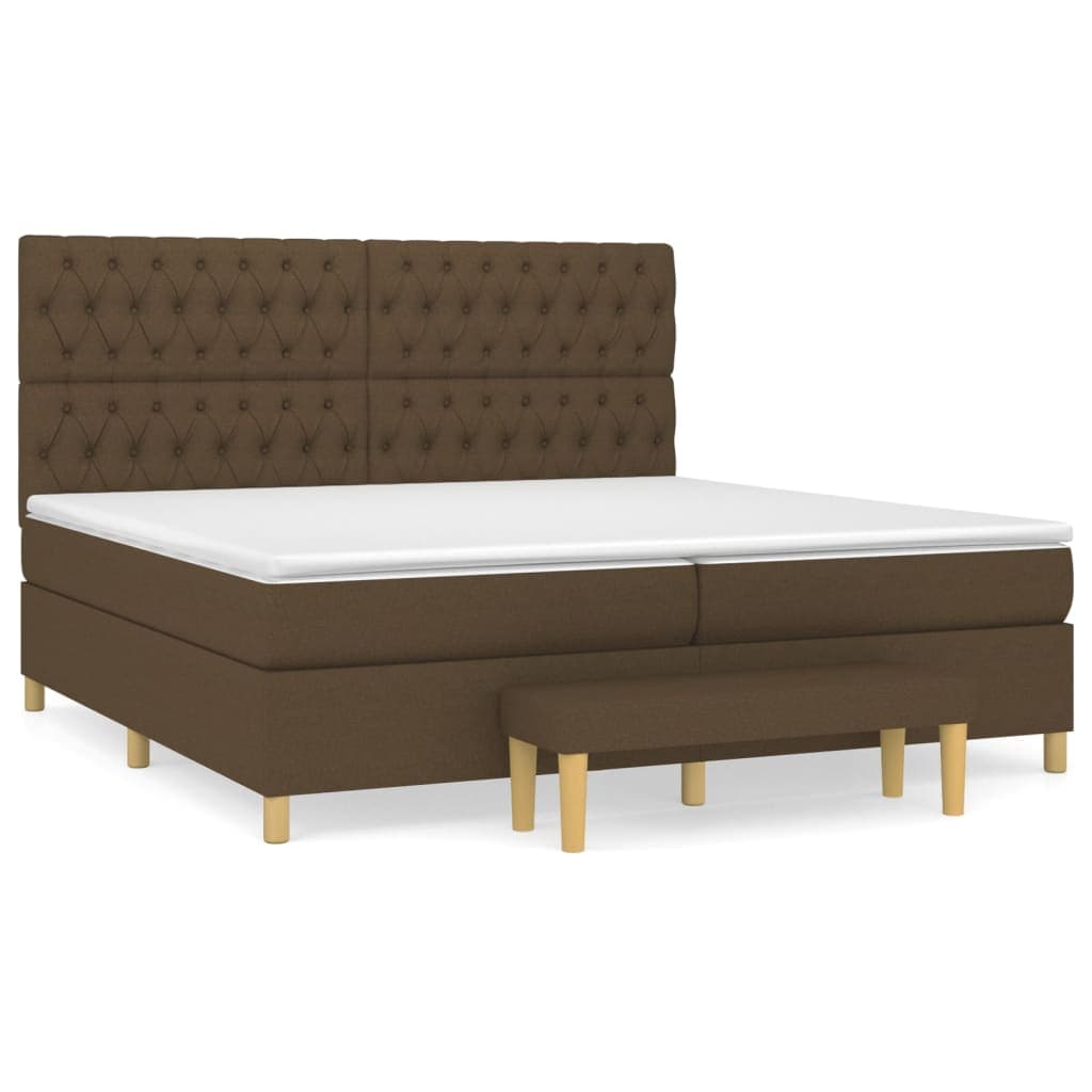 vidaXL Cama com molas/colchão 200x200 cm tecido castanho-escuro