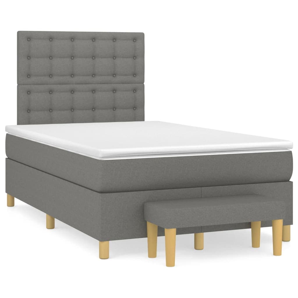 vidaXL Cama com Molas/colchão 120x200 cm Tecido Cinzento-escuro - 4245776672