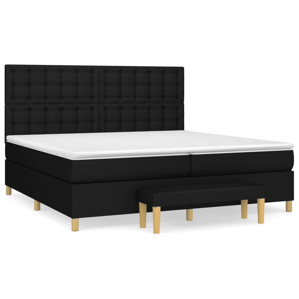 vidaXL Cama com molas/colchão 200x200 cm tecido preto