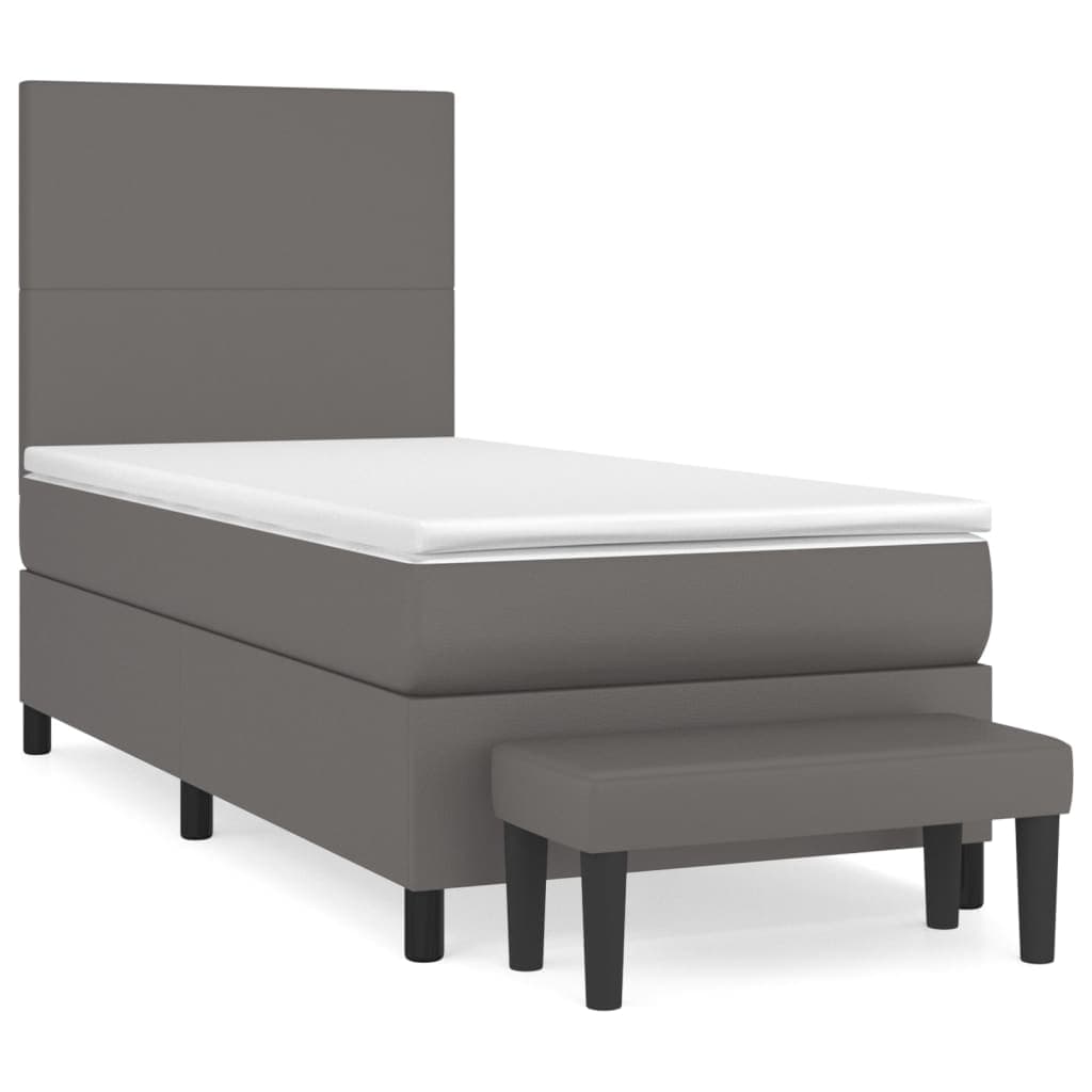 vidaXL Cama com Molas/colchão 80x200 cm Couro Artificial Cinza - 3298141510