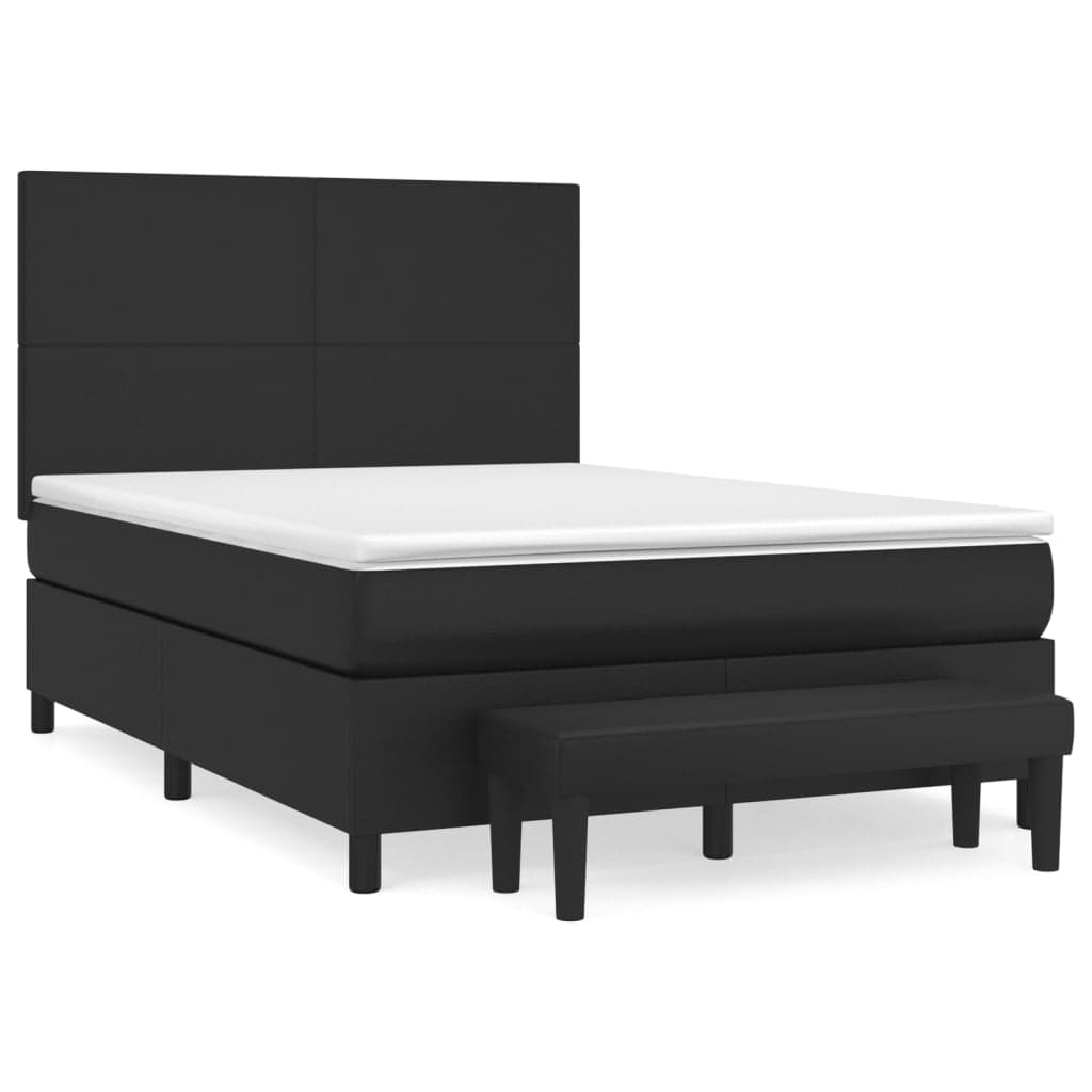 vidaXL Cama com molas/colchão 140x200 cm couro artificial preto