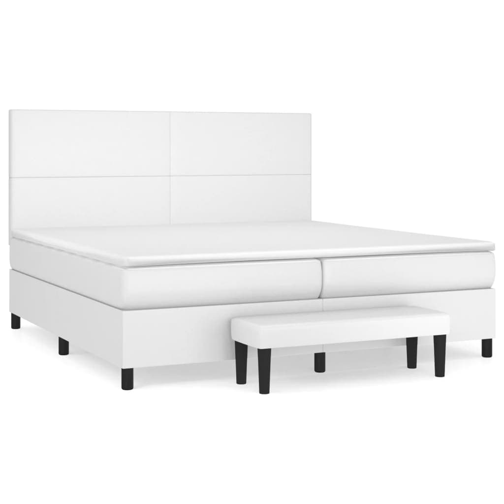 Cama com Molas/colchão 200x200 cm Couro Artificial Branco - 3137564