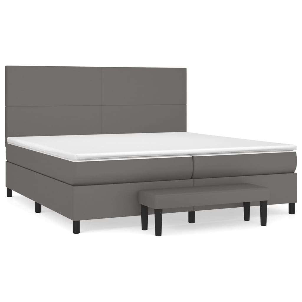 vidaXL Cama com Molas/colchão 200x200 cm Couro Artificial Cinzento - 2360997784