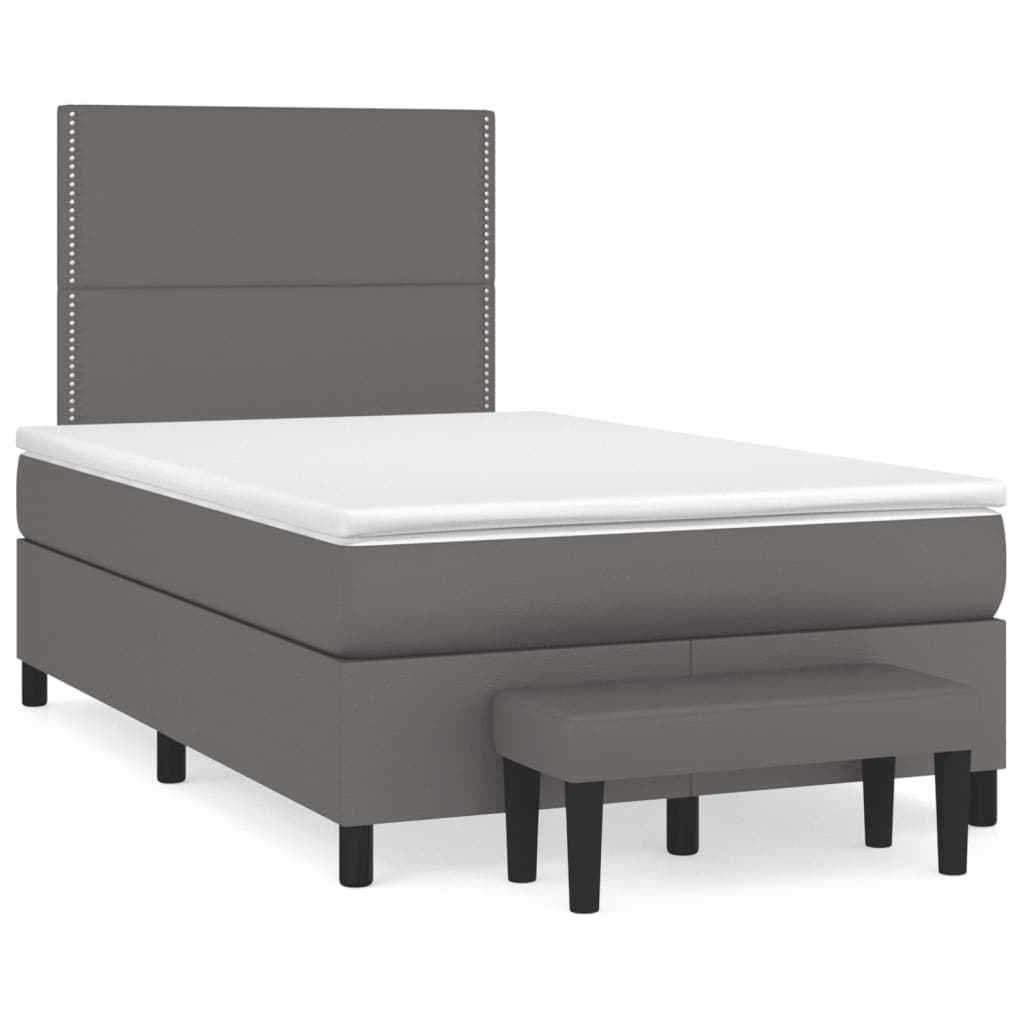 vidaXL Cama com Molas/colchão 120x200 cm Couro Artificial Cinzento - 186772311