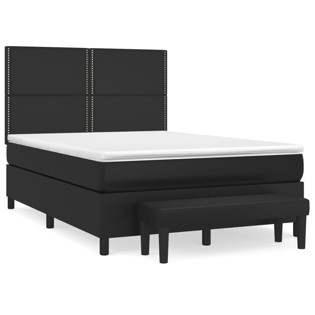 vidaXL Cama com molas/colchão 140x190 cm couro artificial preto