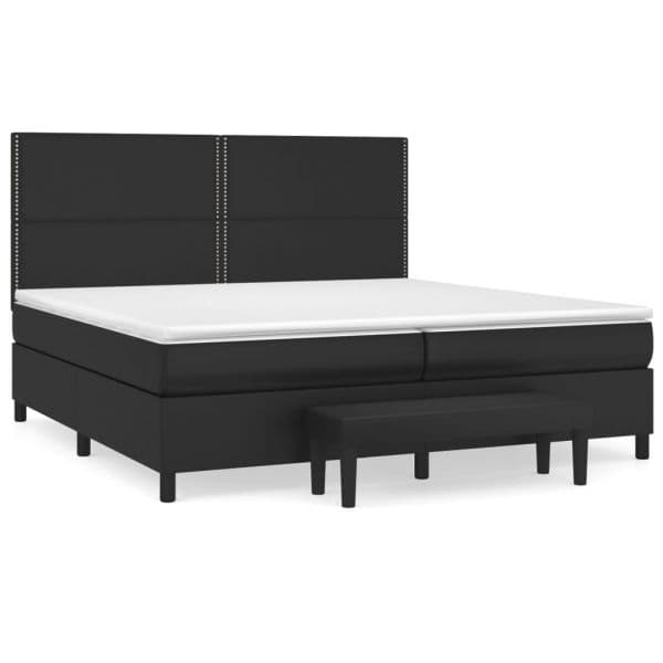 vidaXL Cama com Molas/colchão 200x200 cm Couro Artificial Preto - 3992864988