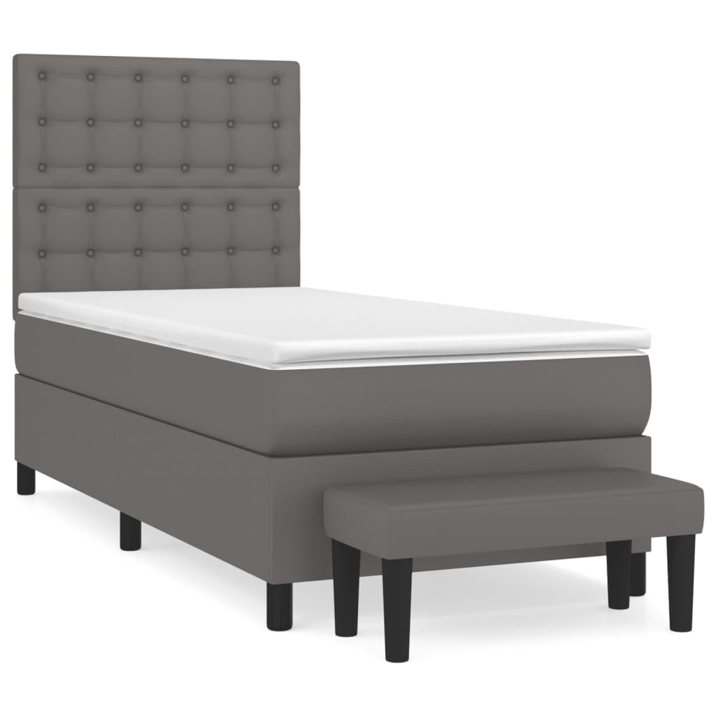 vidaXL Cama com Molas/colchão 80x200 cm Couro Artificial Cinza - 4108679581
