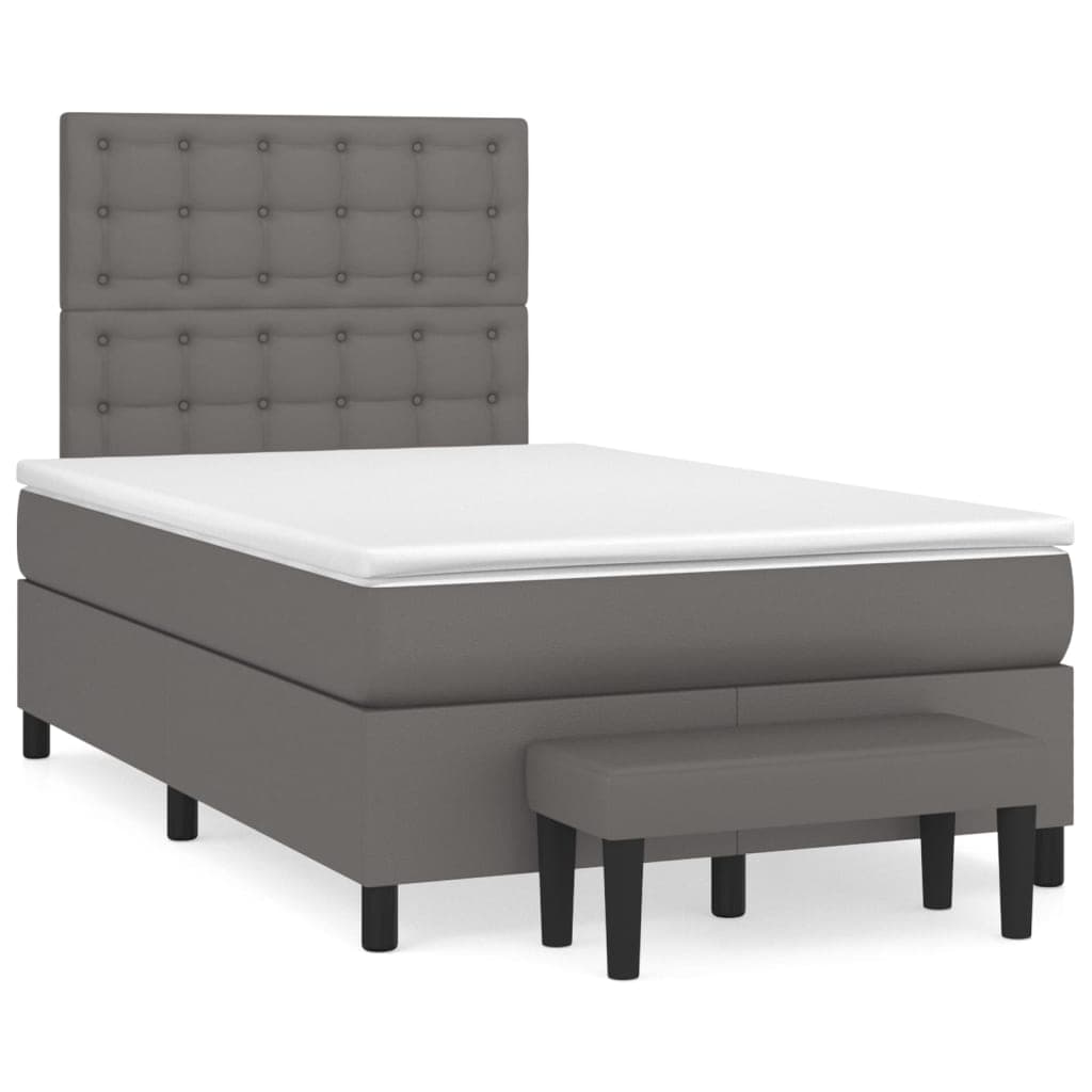 vidaXL Cama com Molas/colchão 120x200 cm Couro Artificial Cinzento - 2782009858