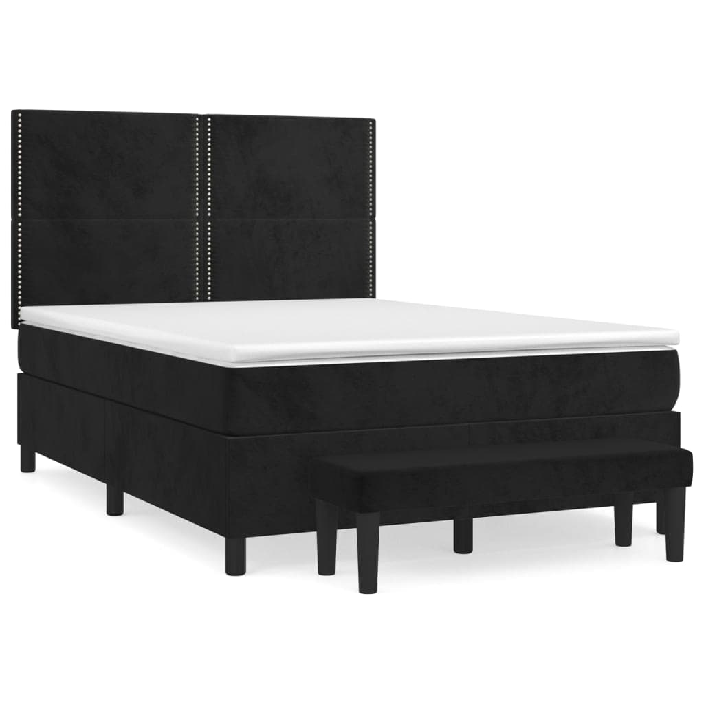 vidaXL Cama com molas/colchão 140x190 cm veludo preto