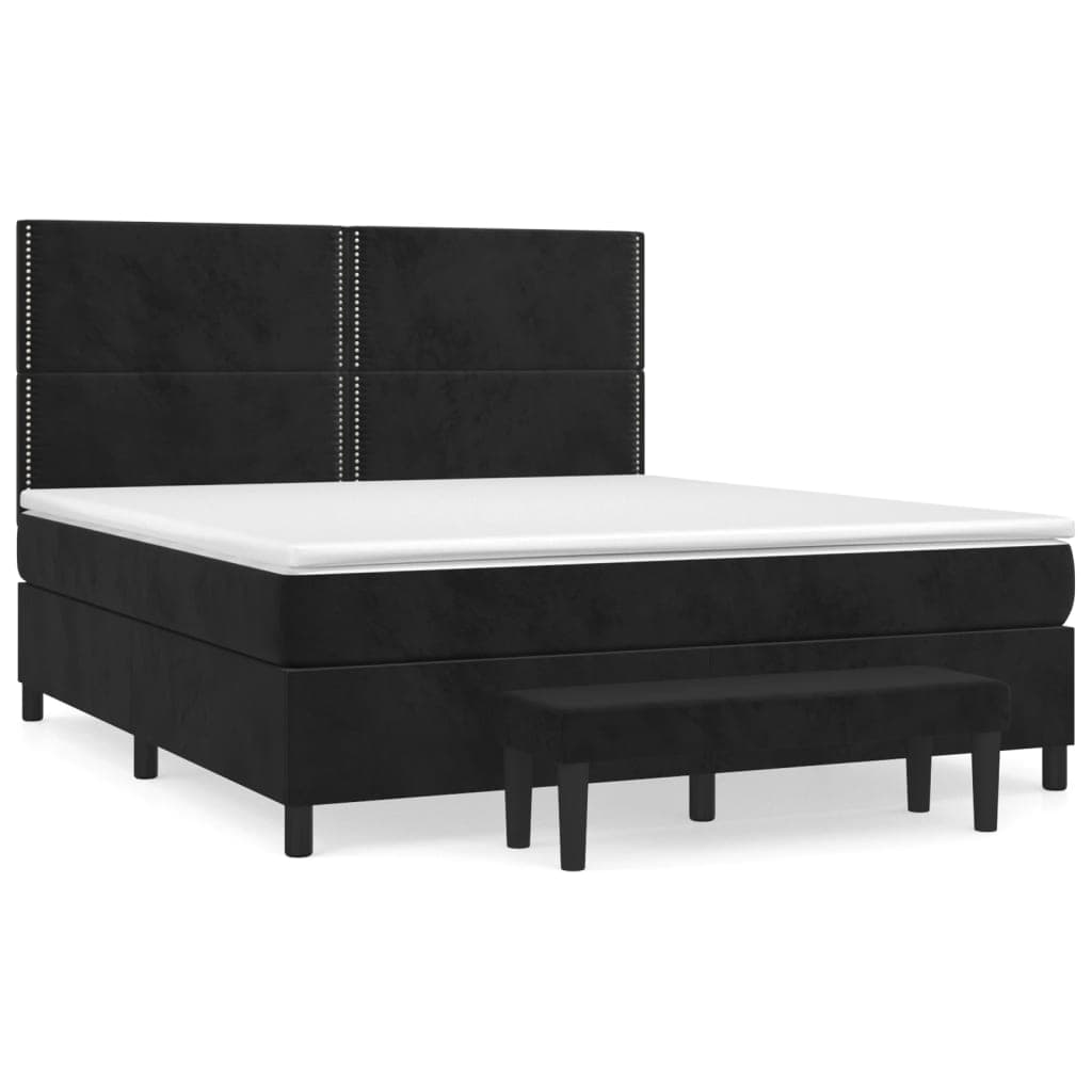 vidaXL Cama com molas/colchão 180x200 cm veludo preto