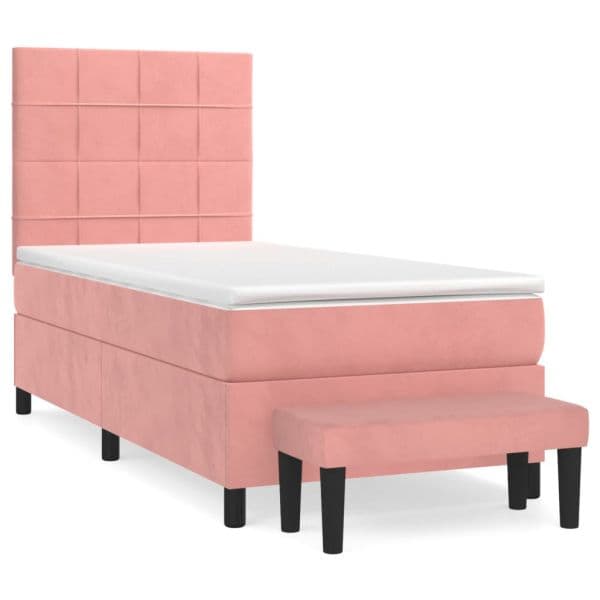 vidaXL Cama com Molas/colchão 90x190 cm Veludo Rosa - 2120823916