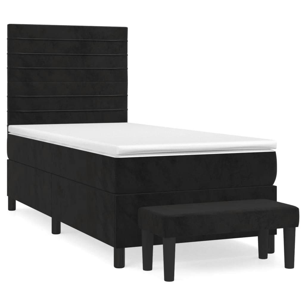 vidaXL Cama com Molas/colchão 100x200 cm Veludo Preto - 4250559554