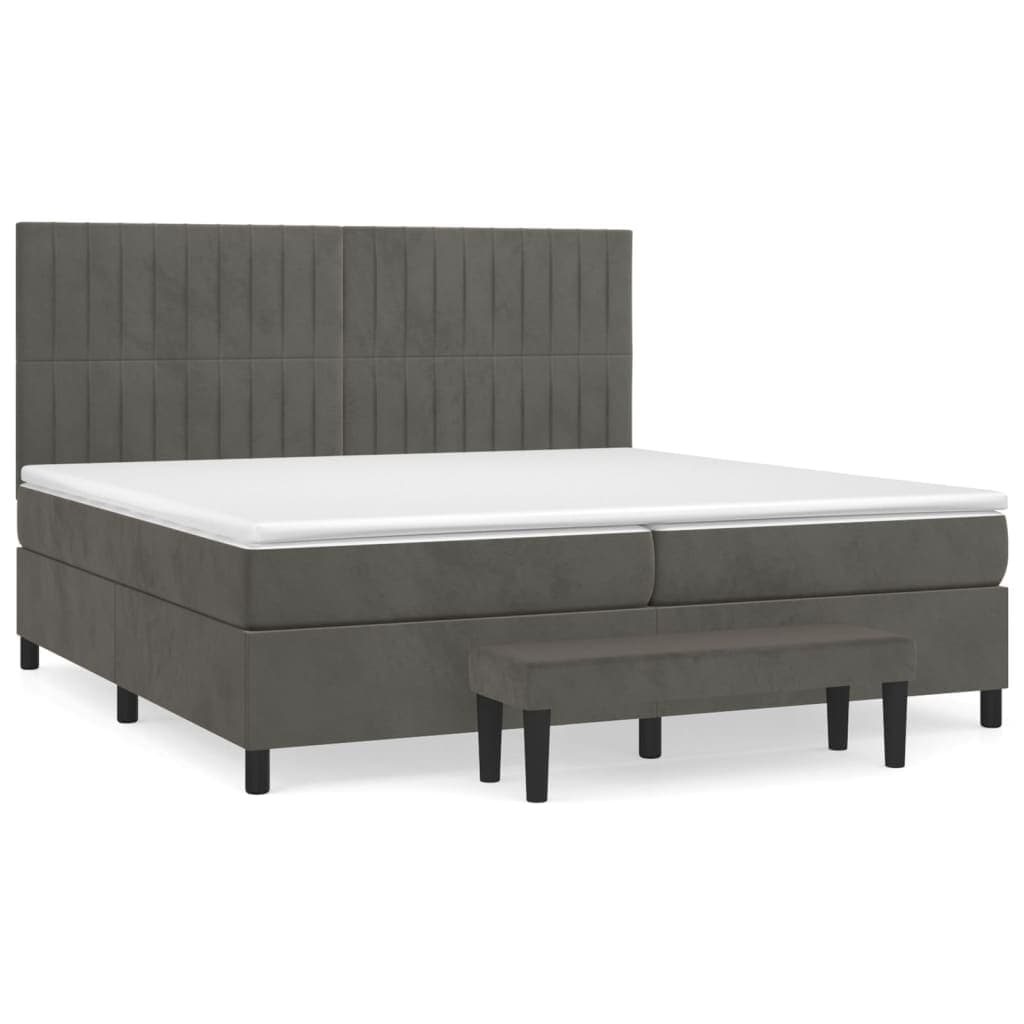 vidaXL Cama com molas/colchão 200x200 cm veludo cinzento-escuro