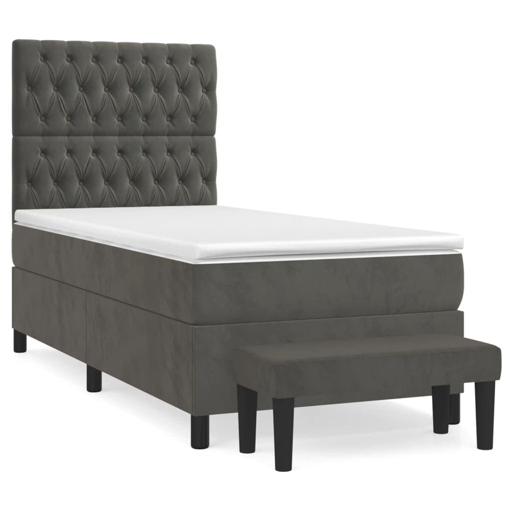 vidaXL Cama com molas/colchão 80x200 cm veludo cinza-escuro