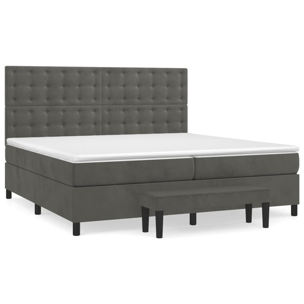 vidaXL Cama com molas/colchão 200x200 cm veludo cinzento-escuro