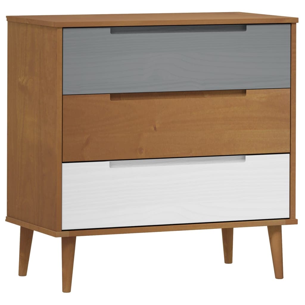 vidaXL Armário de gavetas MOLDE 80x40x80 cm pinho maciço castanho