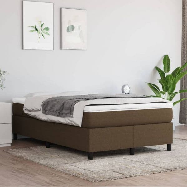 vidaXL Cama com Molas/colchão 120x200 cm Tecido Castanho-escuro - 4241222965