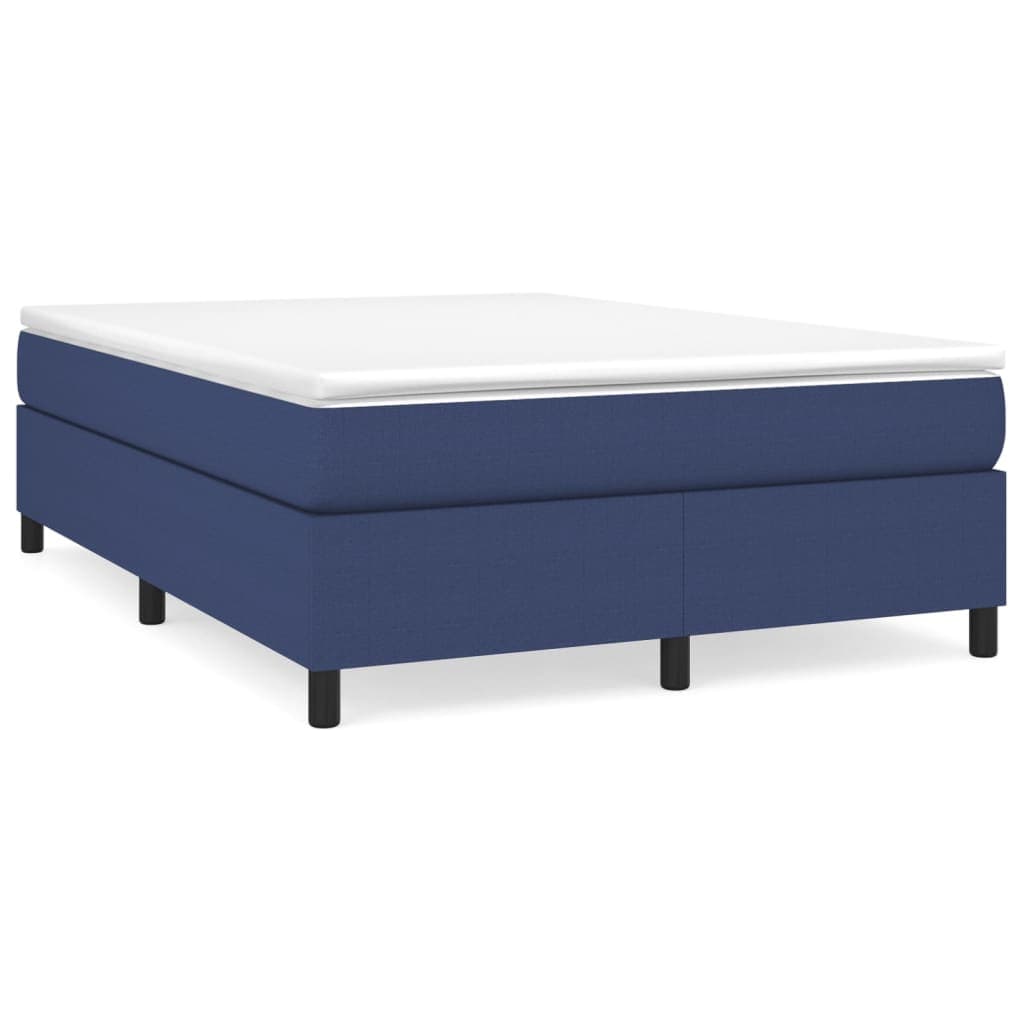 vidaXL Cama com molas/colchão 140x190 cm tecido azul