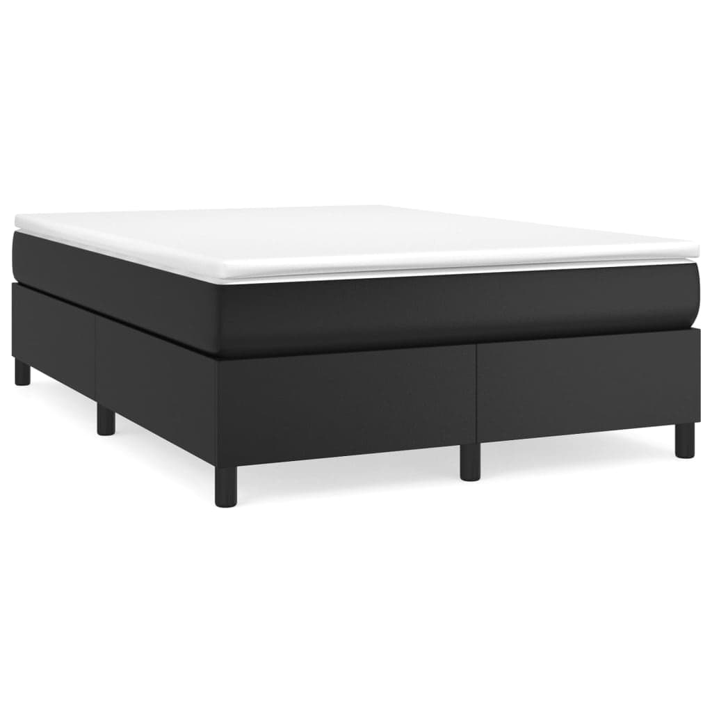 vidaXL Cama com Molas/colchão 140x190 cm Couro Artificial Preto - 140142902