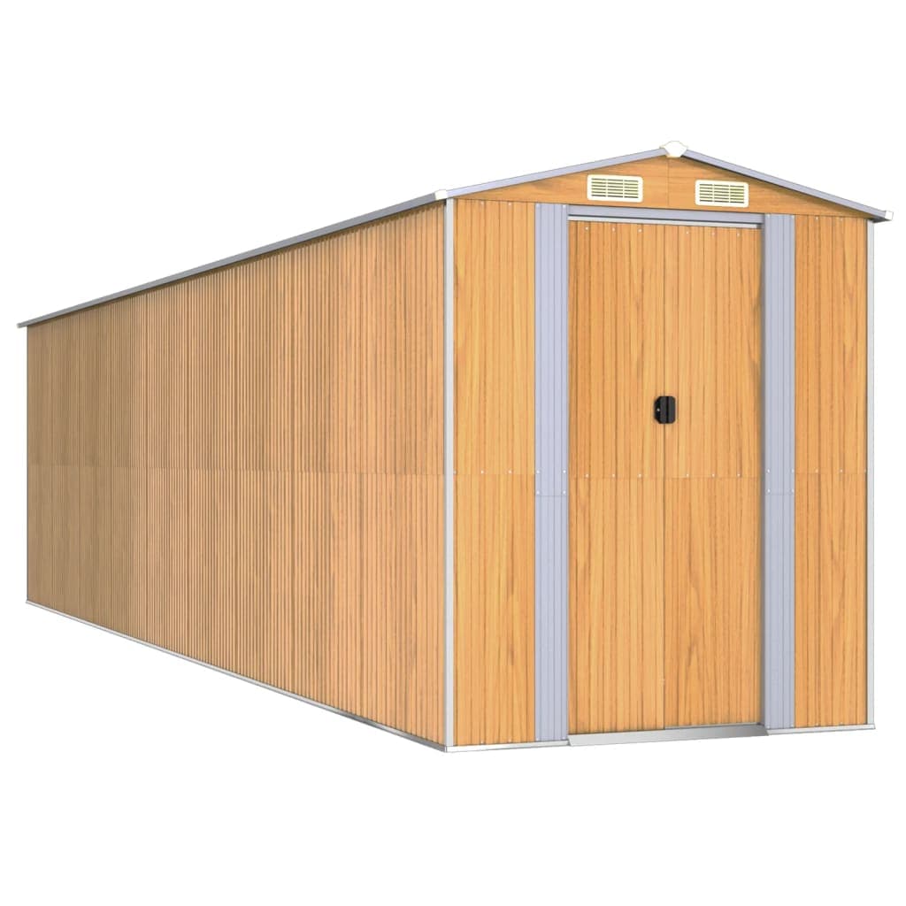 vidaXL Abrigo de jardim 192x772x223 cm aço galvanizado castanho