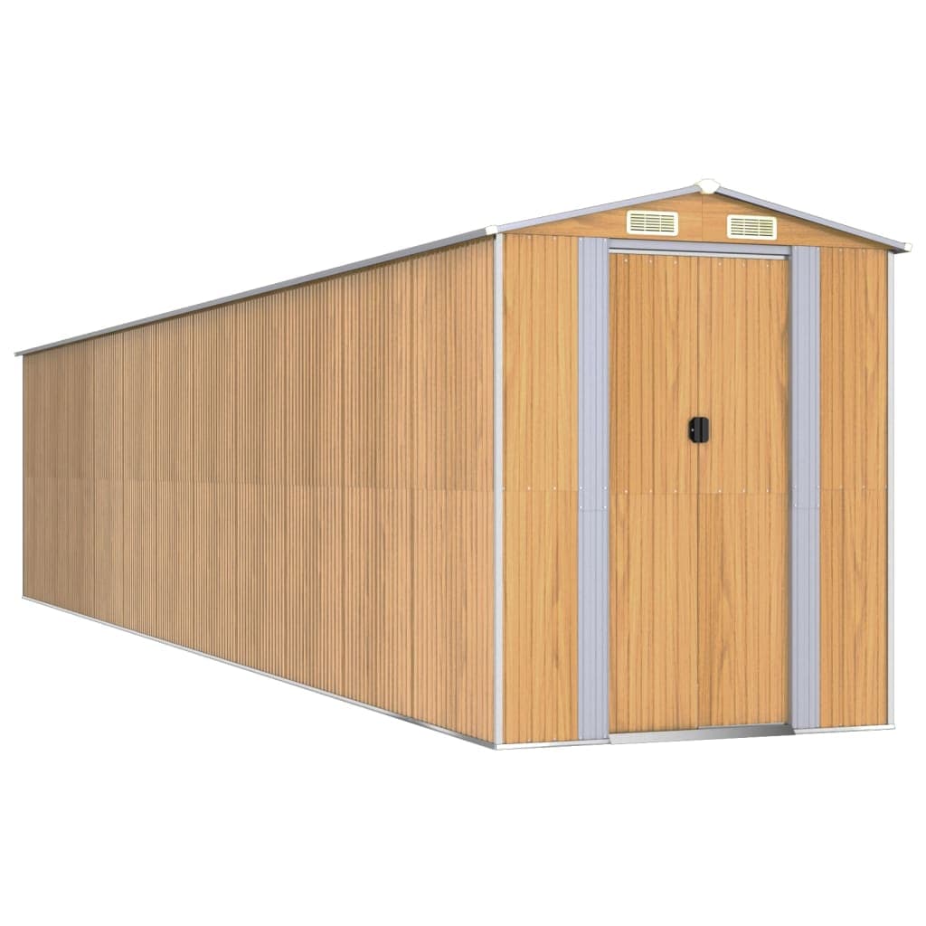 Abrigo de Jardim 192x938x223 cm Aço Galvanizado Castanho - 3147480
