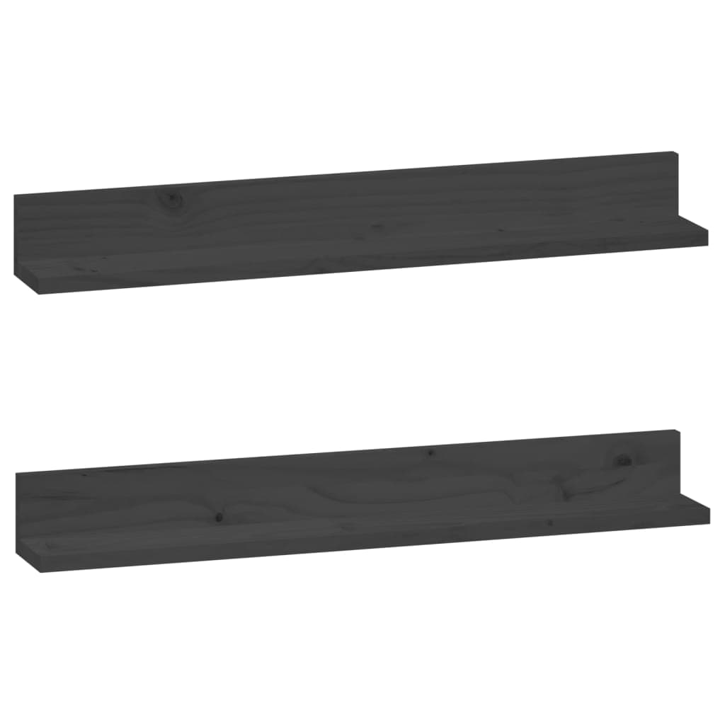 vidaXL Prateleiras de parede 2 pcs 80x11x9 cm pinho maciço cinzento