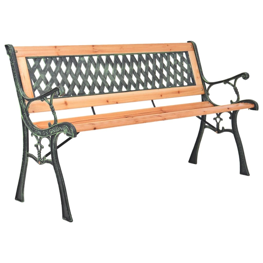 vidaXL Banco de jardim 116 cm ferro fundido e madeira de abeto maciça