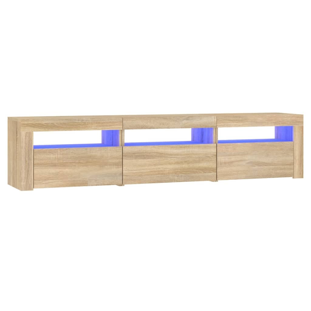vidaXL Móvel de TV com luzes LED 180x35x40 cm carvalho sonoma