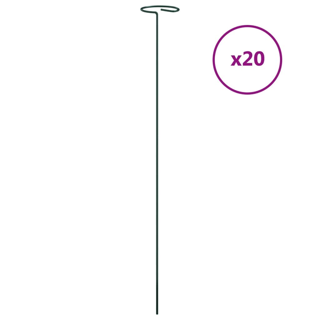 vidaXL Estaca para plantas de jardim 20 pcs 61 cm aço verde-escuro