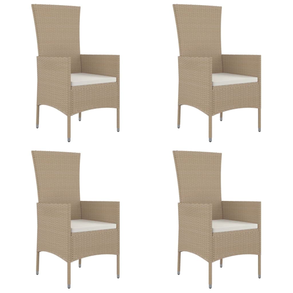 vidaXL Cadeiras de jardim com almofadões 4 pcs vime PE bege