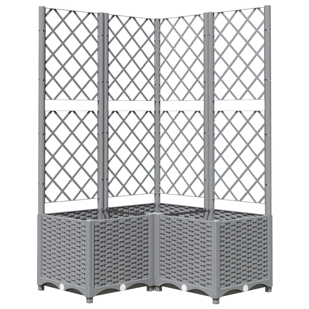 vidaXL Vaso/floreira jardim c/ treliça 80x80x136 cm PP cinzento-claro