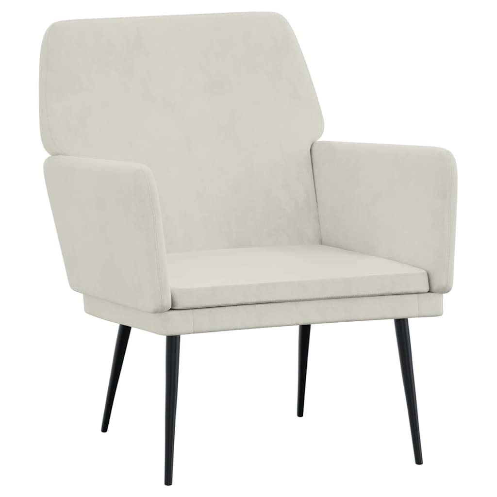 vidaXL Cadeira c/ apoio de braços 62x79x79 cm veludo cor creme