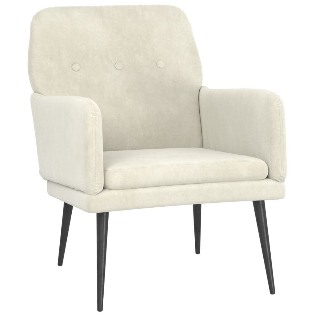 vidaXL Cadeira c/ apoio de braços 62x79x79 cm veludo cor creme