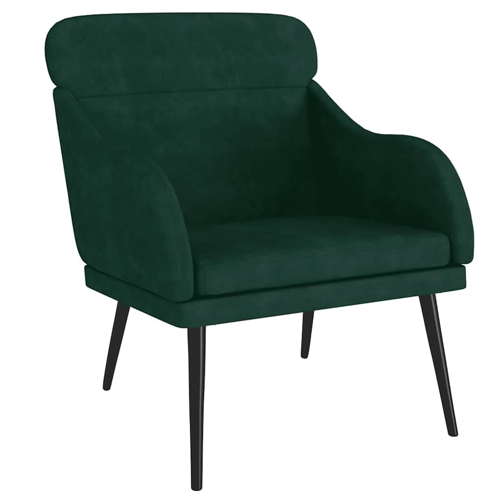 vidaXL Cadeira c/ apoio de braços 63x76x80 cm veludo verde-escuro