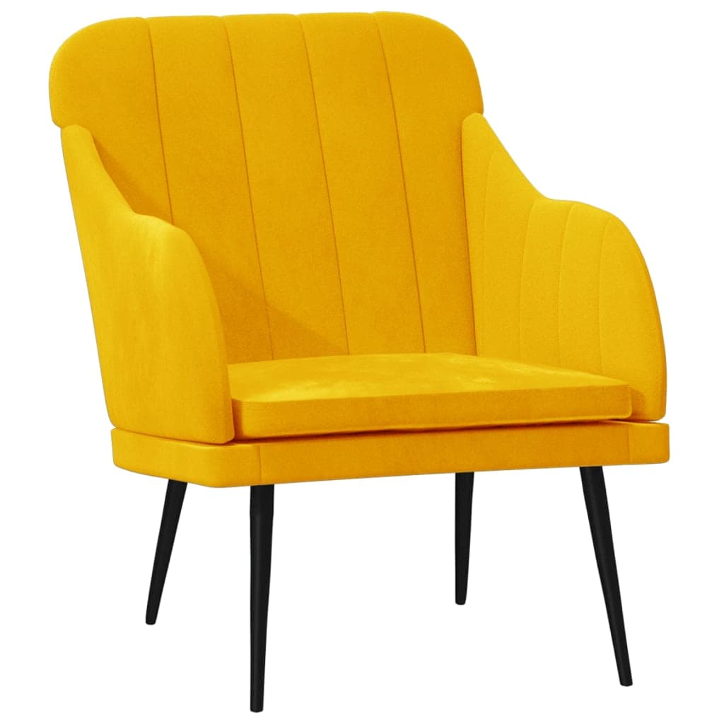 vidaXL Cadeira c/ apoio de braços 63x76x80 cm veludo amarelo