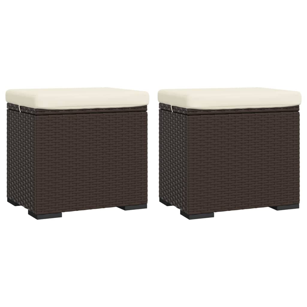 vidaXL Otomanas com almofadões 2 pcs 40x30x40 cm vime PE castanho