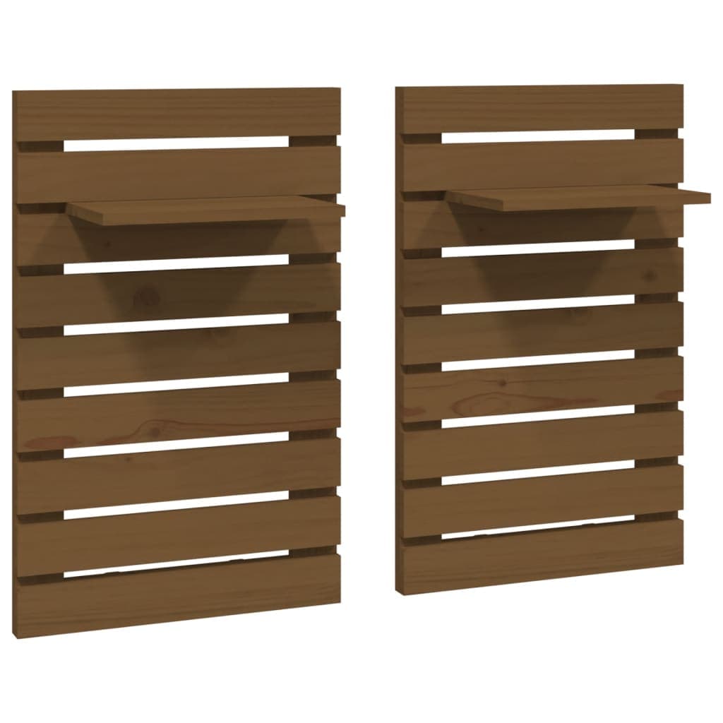 vidaXL Prateleiras de montagem parede 2 pcs pinho maciço castanho mel