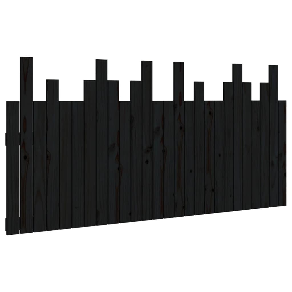 Cabeceira de Parede 166x3x80 cm Madeira de Pinho Maciça Preto - 824812