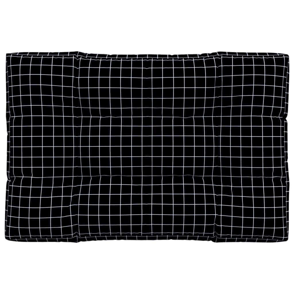 vidaXL Almofadão para sofá de paletes 120x80x12 cm tecido xadrez preto
