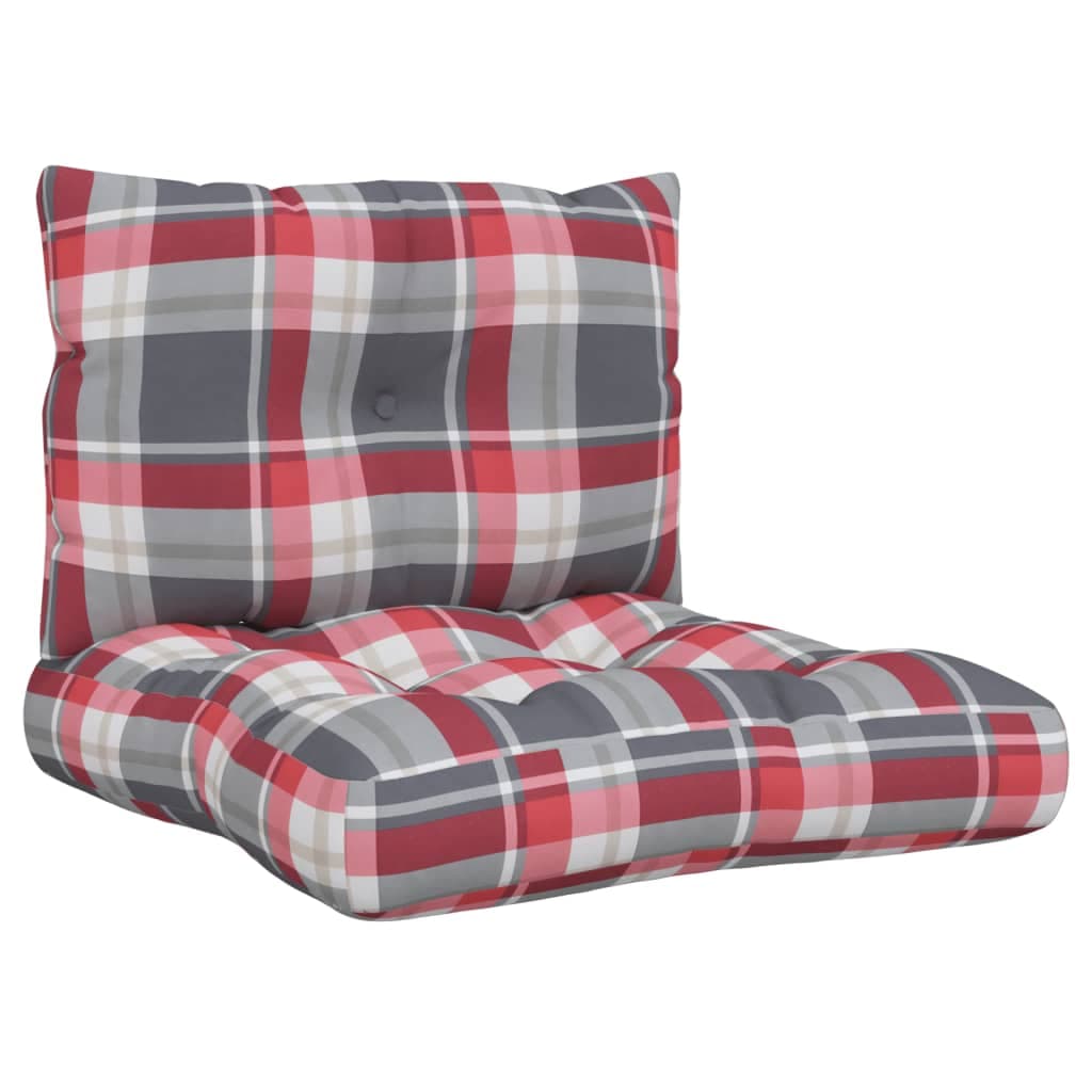 vidaXL Almofadões para móveis de paletes 2 pcs tecido xadrez vermelho