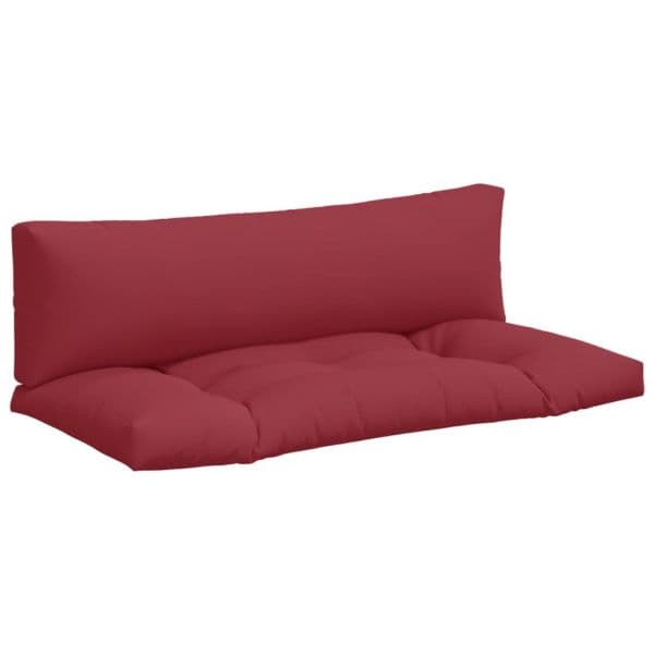 vidaXL Almofadões para Móveis de Paletes 2 Peças Tecido Vermelho Tinto - 131364766