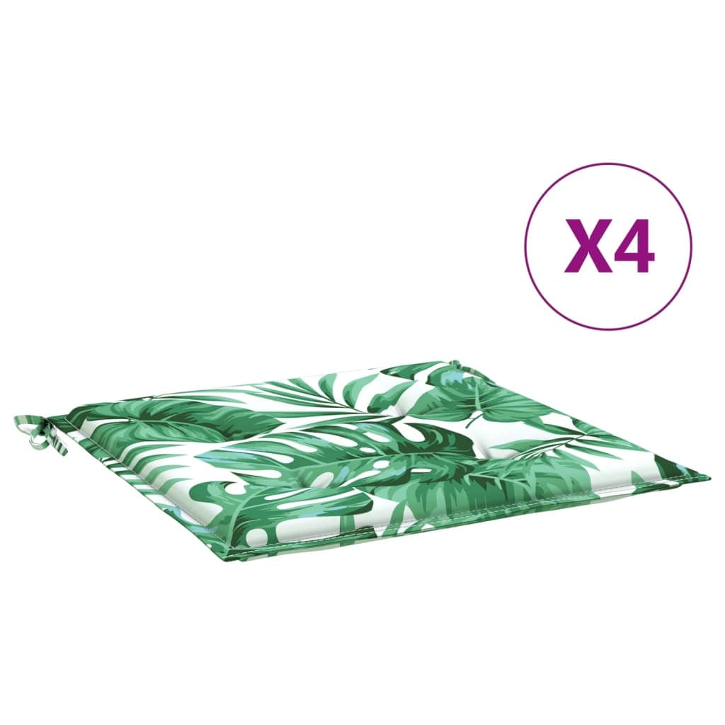 vidaXL Almofadões p/ cadeira 4pcs 40x40x4cm tecido padrão folhas