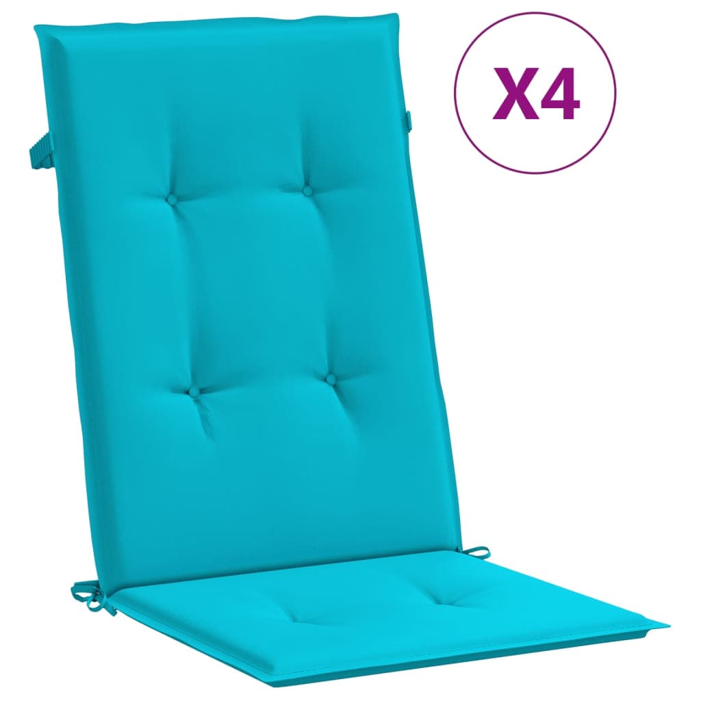 vidaXL Almofadões cadeira de encosto alto 4 pcs tecido turquesa