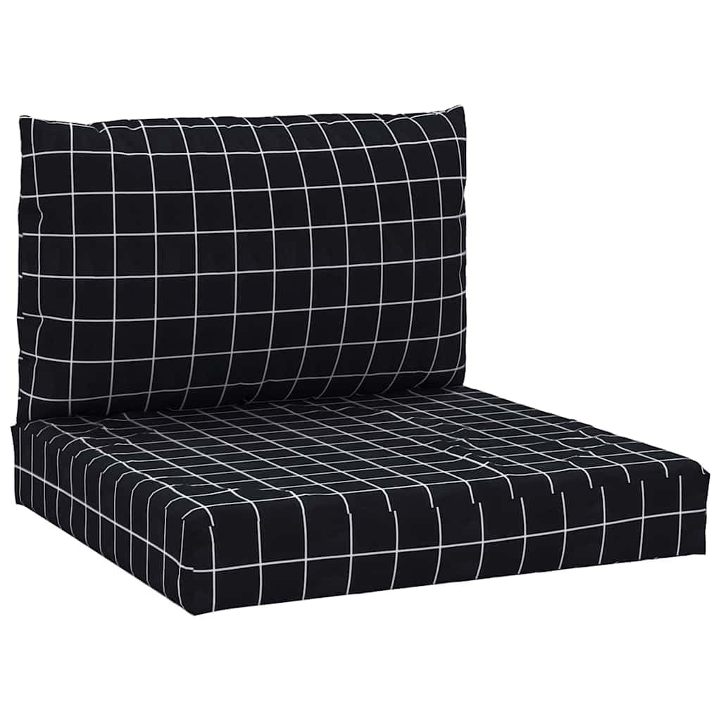 vidaXL Almofadões p/ paletes 2 pcs tecido oxford padrão xadrez preto